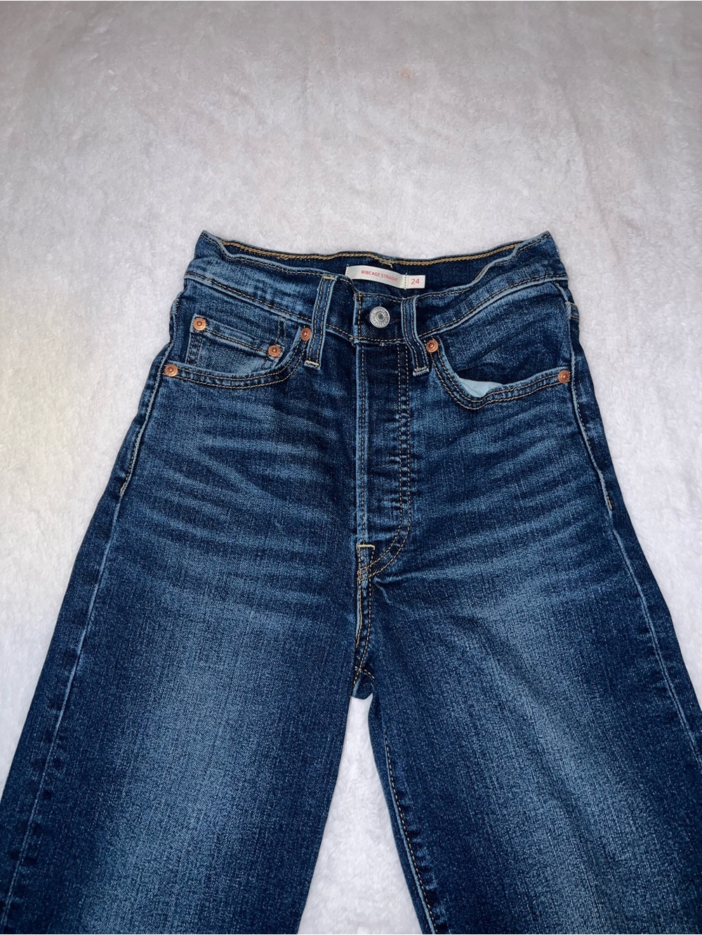 Levi's High-Rise Dark Blue Straight Leg Jeans